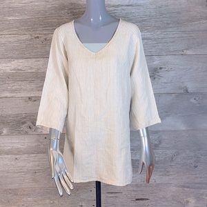 FLAX stripped summer v neck top